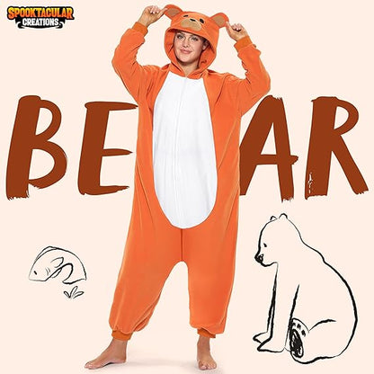 Spooktacular Creations Bear Hooded Jumpsuit Halloween Pajama Costume - XL