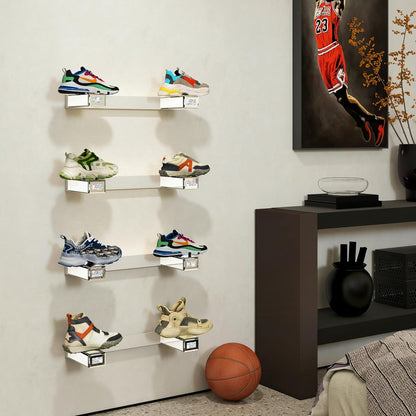 Blingworld Mirrored Floating Wall Shelves Set of 4 – Glass Display Silver