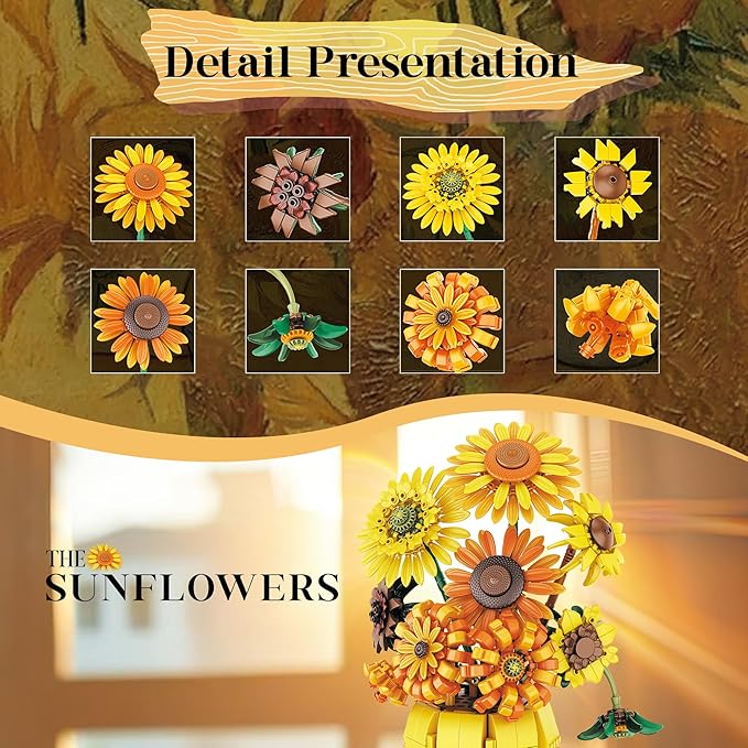 Sunflower Building Set Flowers | 1009-Piece Van Gogh Botanical Collection