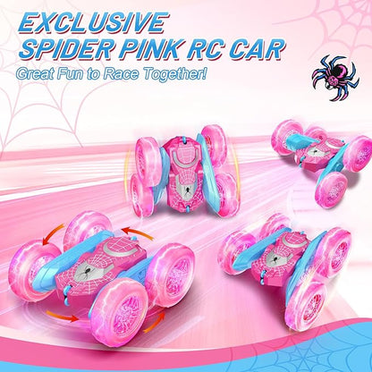 NQD Pink Remote Control Car for Girls | 360° Spin & Flip RC Stunt Car