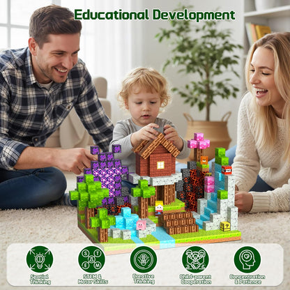 OUGUI 200 PCS Magnetic Blocks – Kids STEM Magnet Cubes Building Set