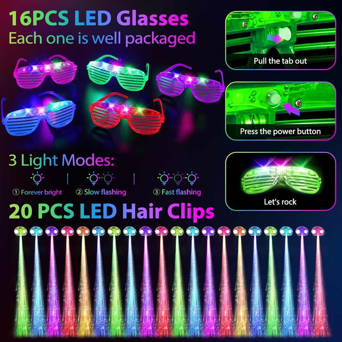 HONLYNE 302-Piece Glow Party Supplies LED Toys Kit for Kids & Adults