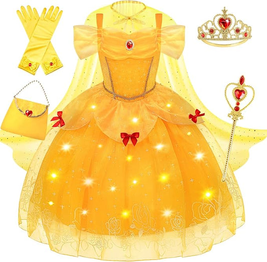 Teuevayl Light Up Princess Dress for Girls with Accessories (Ages 5-8)