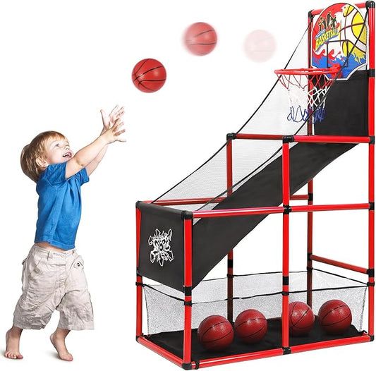 AOKESI Arcade Basketball Hoop Game – Adjustable Height, 4 Balls