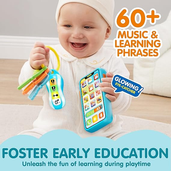 Baby Musical Toy Phone & Car Keys Teether Set | 60+ Sounds, Learning Toy