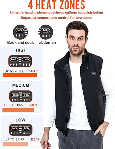 GTGL Men's Heated Vest - Lightweight Windproof Jacket with 7.4V Battery