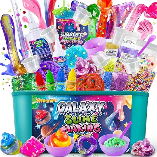 YOPINSAND DIY Galaxy Slime Kit for Girls - Glow, Butter, Foam, Add-ins