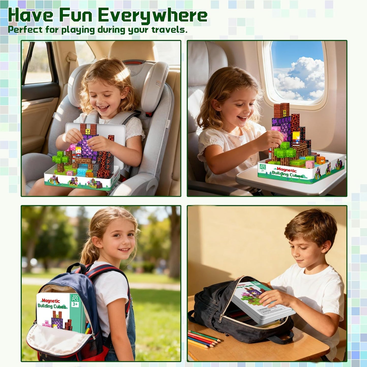 OUGUI 200 PCS Magnetic Blocks – Kids STEM Magnet Cubes Building Set