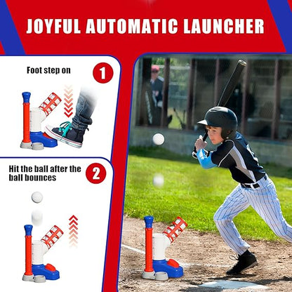 2-in-1 T-Ball Set for Toddlers | Adjustable Baseball Toy with Launcher