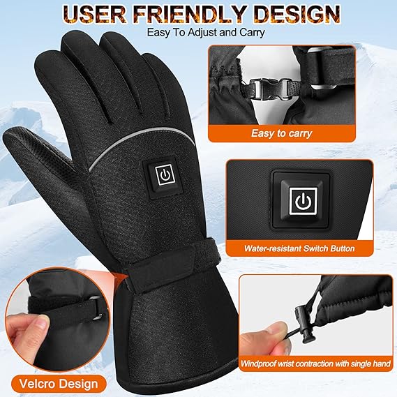 Heated Gloves for Men & Women | Rechargeable Waterproof Winter Ski Gloves