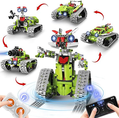 5 in 1 STEM Robot Building Kit, 705 Pcs RC & App Controlled Educational Toy