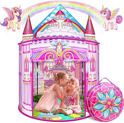 Rainbow Princess Play Tent for Girls – Unicorn Castle Indoor Playhouse