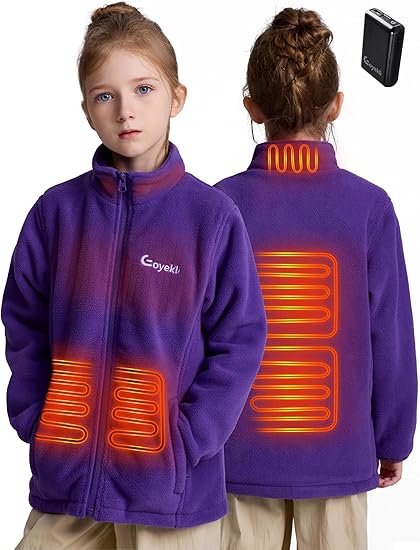 Eoyekli Kids Heated Jacket - 10000mAh Portable Charger, Fleece Coat