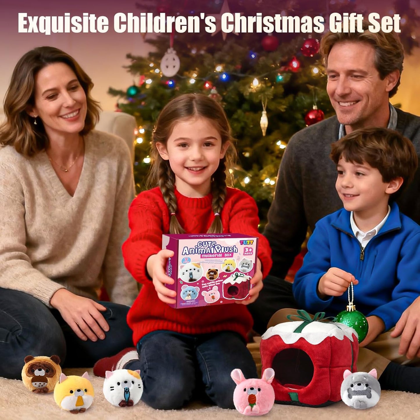 TUZT Mini Stuffed Animals Set with 6 Plush Toys & Carry Bag for Kids