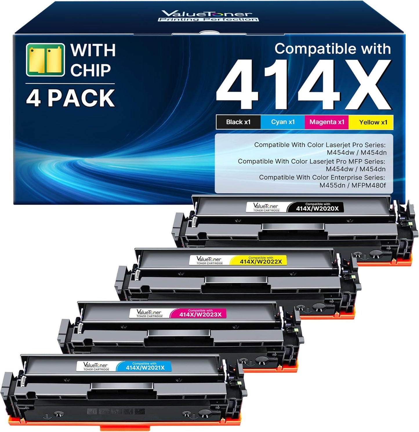 Valuetoner 414X 4-Pack High Yield Toner Cartridges for HP MFP M479 Series