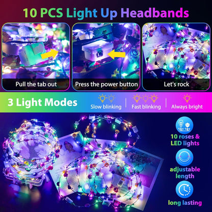 HONLYNE 302-Piece Glow Party Supplies LED Toys Kit for Kids & Adults