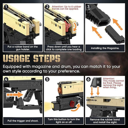 Model Gun Building Blocks Set – Shootable Toy Pistol Kit for Military Fans