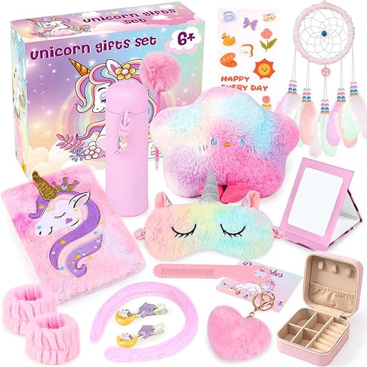 Unicorn Gift Set for Girls | Plush Diary, Star Pillow, & Accessories