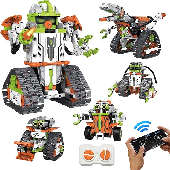 5-in-1 STEM Robot Building Kit for Kids – Remote & APP Controlled, 539pcs