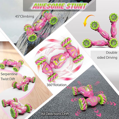 Nicella Pink Gesture Control RC Stunt Car 360° Rotating, 4WD, Light & Music