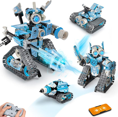 4-in-1 STEM Battle Robot Kit – RC & App Control, 398Pcs DIY Engineering Set