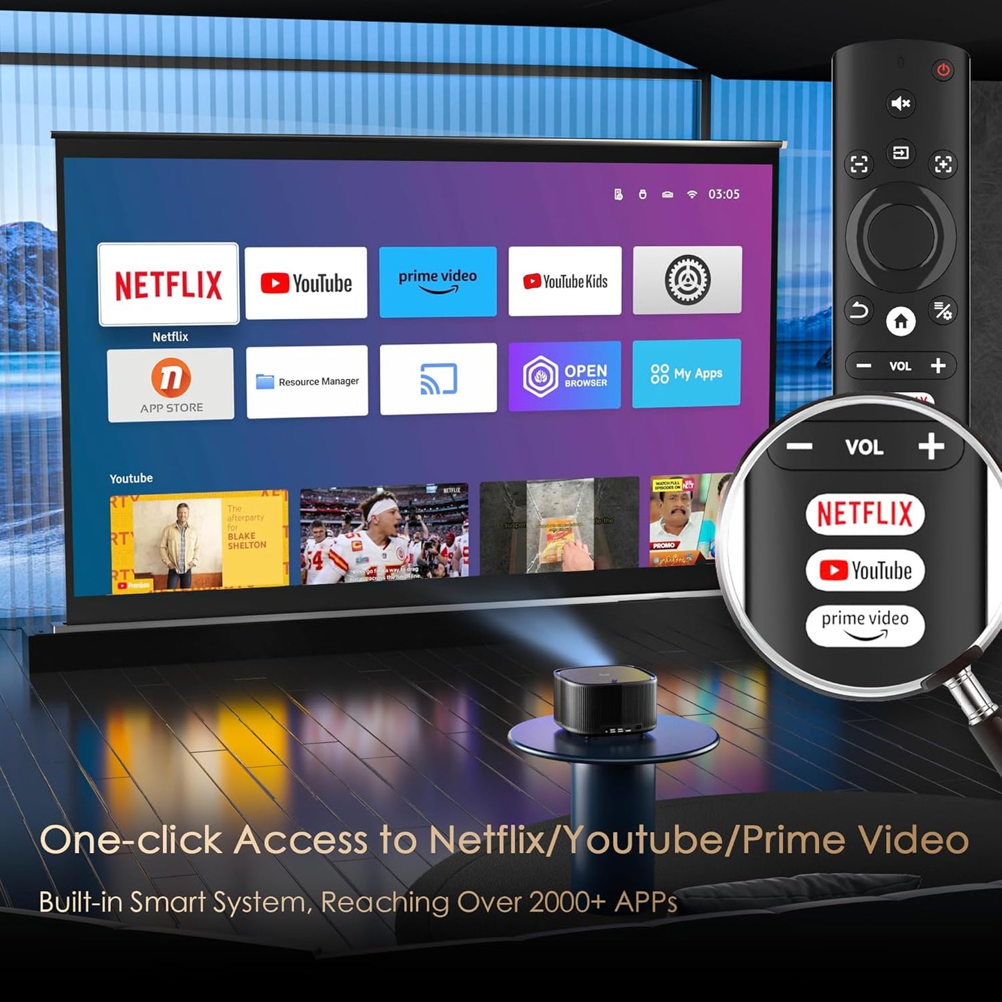 MEER 4K Smart Projector – WiFi Bluetooth, 500 ANSI, Auto Focus & Keystone