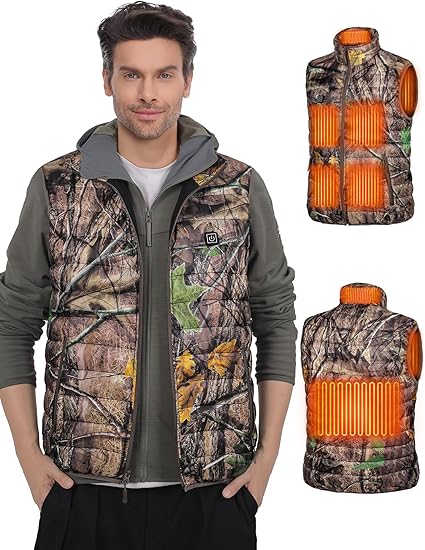 HOTHUGZ Men's Heated Vest - 12V 10000mAh Battery, 6 Heating Zones