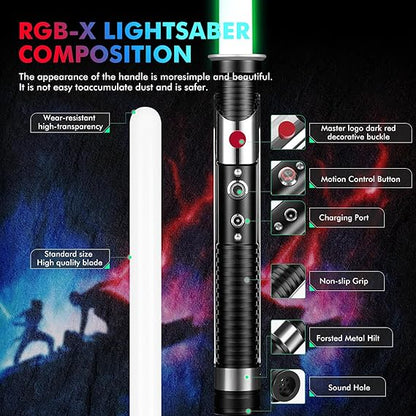 Healbloomia Smooth Swing Metal Lightsaber – 16-Color Gesture Control