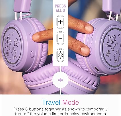 MEE audio KidJamz Bluetooth Headphones for Kids – LED, 85dB Volume Limiter