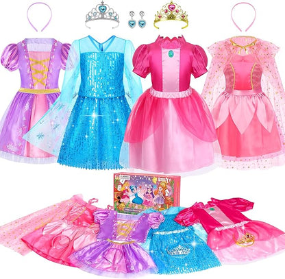 BIBUTY Princess Dress Up Clothes for Girls with Accessories (Ages 3–6)