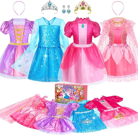 BIBUTY Princess Dress Up Clothes for Girls with Accessories (Ages 3–6)