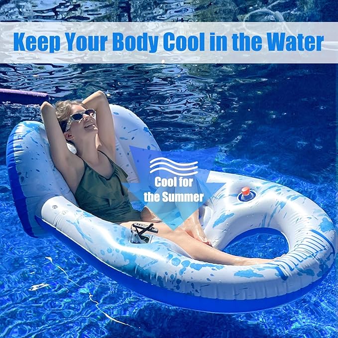 Inflatable Pool Float with Canopy UPF50+, Adult Heavy Duty Pool Lounger