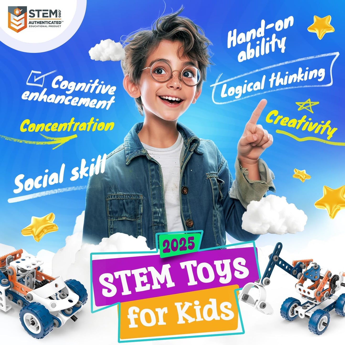 SMILESSKIDDO 12-in-1 STEM Building Toys 152 PCS for Kids Ages 4–8