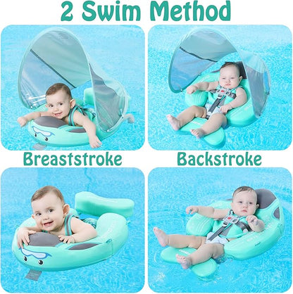 AnjeeIOT Mambobaby Baby Pool Float with Canopy - Pink