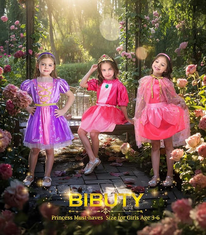 BIBUTY Princess Dress Up Clothes for Girls with Accessories (Ages 3–6)
