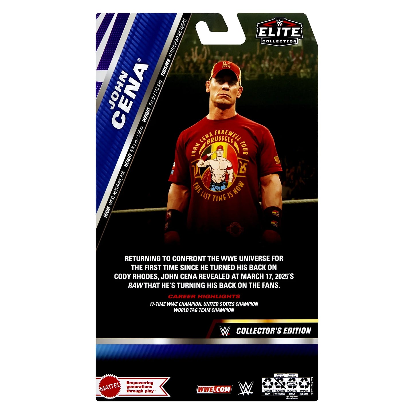 WWE Elite 120 John Cena Red Brussels Exclusive 6" Action Figure by Mattel