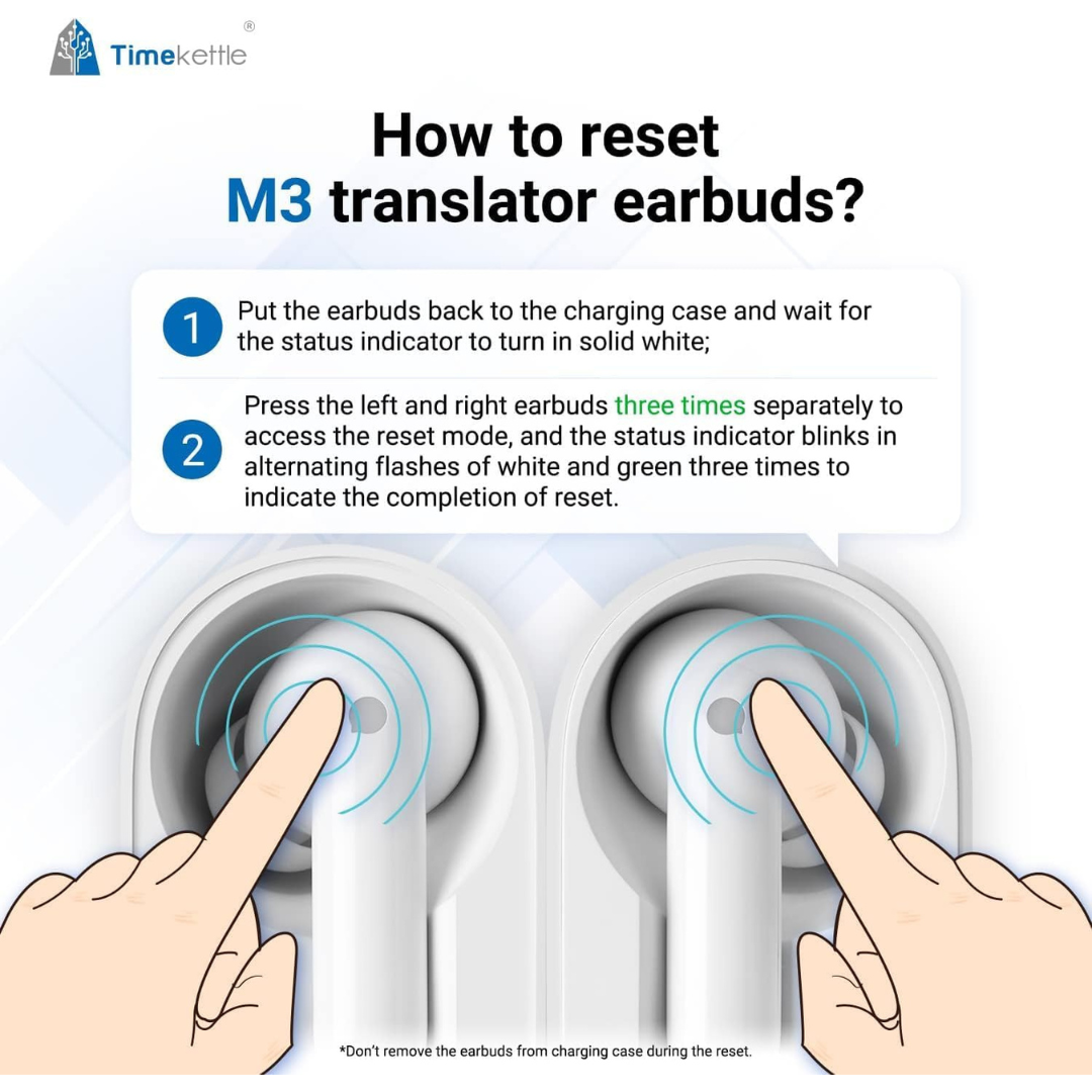 Timekettle M3 Translator Earbuds, Real-Time Voice Translation, White