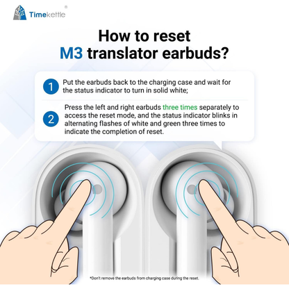 Timekettle M3 Translator Earbuds, Real-Time Voice Translation, White