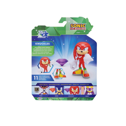 Sonic 35th Anniversary Classic Knuckles 4in Figure Purple Chaos Emerald JAKKS