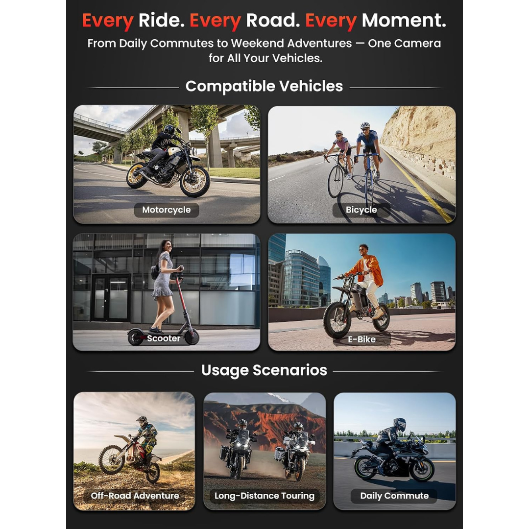 AKEEYO 730Pro 4K Motorcycle Dash Cam Sony IMX678 GPS 64GB Card