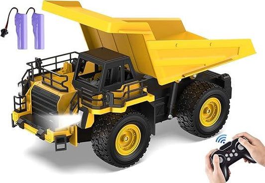 9-Channel RC Dump Truck – 1:18 Scale, Realistic Light & Sounds, All-Terrain - Logan's Toy Chest
