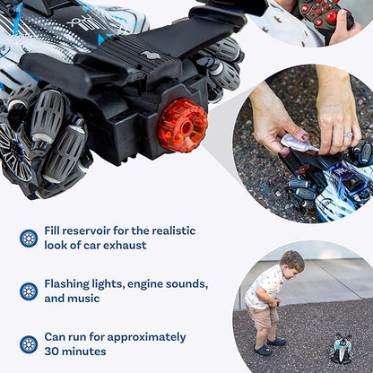 Sunnydaze Stunt RC Car –Gesture Sensing, 360° Spins, Lights & Steam Effects