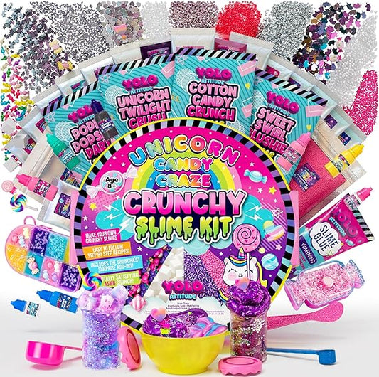 YOLO Unicorn Candy Craze Slime Kit - DIY Slime for Girls 8-12, 40+ Add-ins