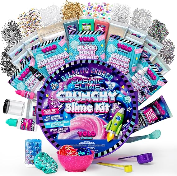 Galactic Crunch Cosmic Galaxy Slime Kit - Glow in Dark, 20+ Add-ins