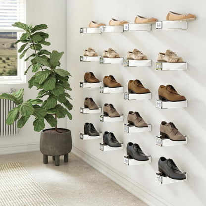 Blingworld Mirrored Floating Wall Shelves Set of 4 – Glass Display Silver