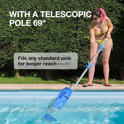 2025 Upgraded Cordless Pool Vacuum with Telescopic Pole | 18 GPM Suction