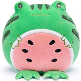 Large 12" Frog Plush Pillow, Kawaii Soft Huggable Stuffed Animal Toy