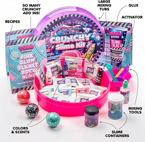 Galactic Crunch Cosmic Galaxy Slime Kit - Glow in Dark, 20+ Add-ins