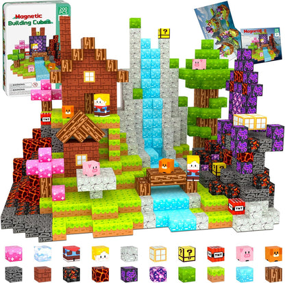OUGUI 200 PCS Magnetic Blocks – Kids STEM Magnet Cubes Building Set