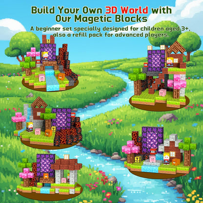 OUGUI 200 PCS Magnetic Blocks – Kids STEM Magnet Cubes Building Set